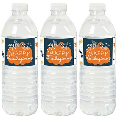 Thanksgiving Party Water Bottle Sticker Labels Set of 20 Give Thanks Thanksgiving Party Water Bottle Sticker Labels Set of 20 Give Thanks
